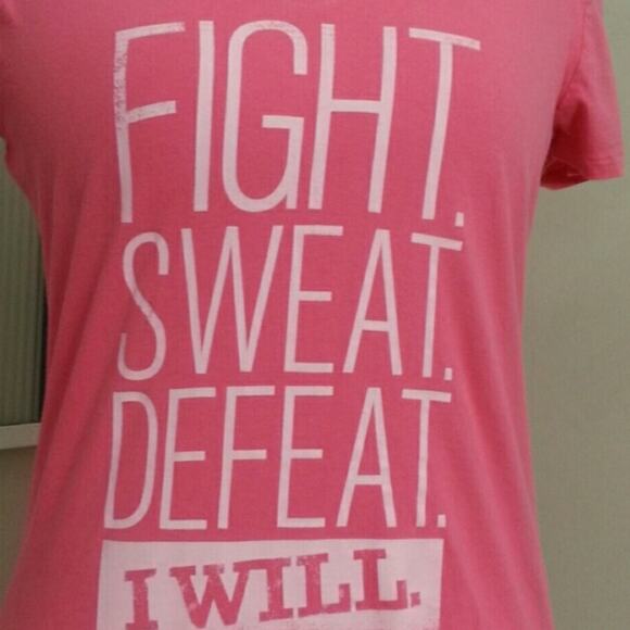 UNDER ARMOUR Pink Athletic Tee Fight Sweat Defeat - Picture 2 of 3